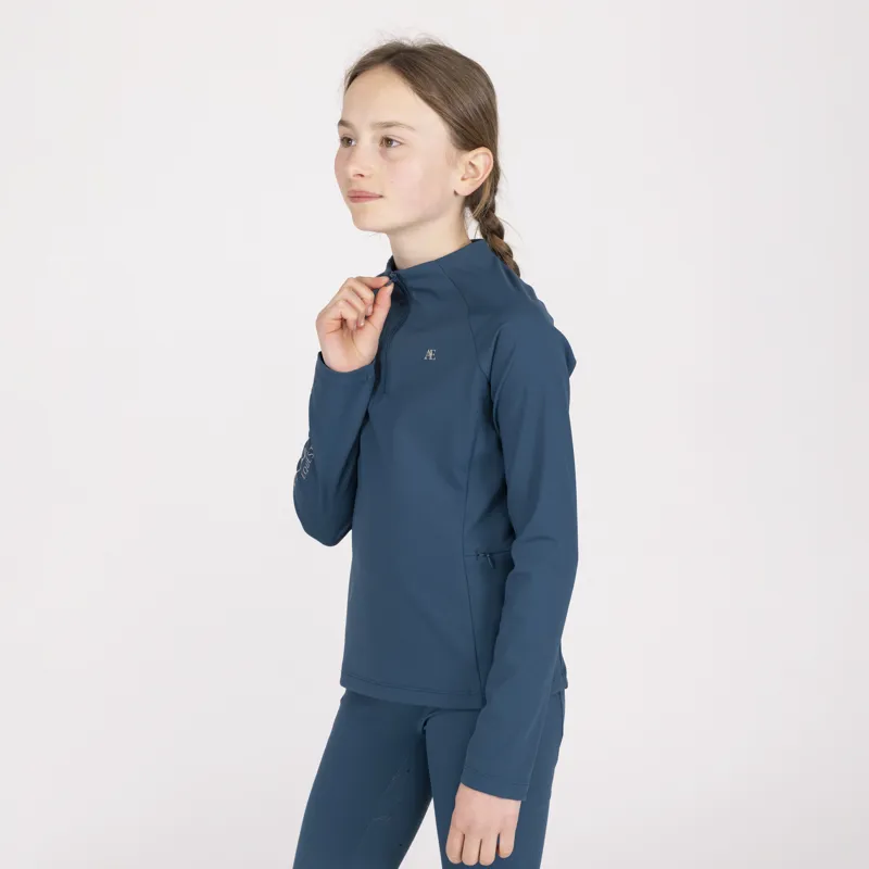 Aubrion Equestrian Young Rider Winter Long Sleeve Base Layer - Estate Blue-7