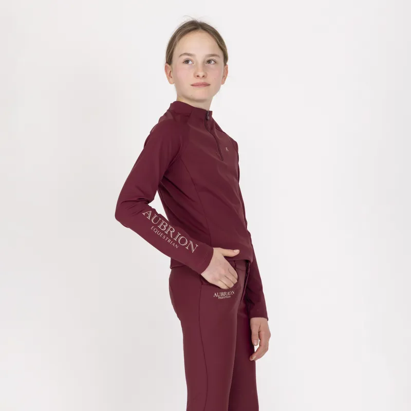 Aubrion Equestrian Young Rider Winter Long Sleeve Base Layer - Port-1