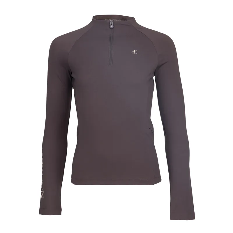 Aubrion Equestrian Young Rider Winter Long Sleeve Base Layer - Espresso-6