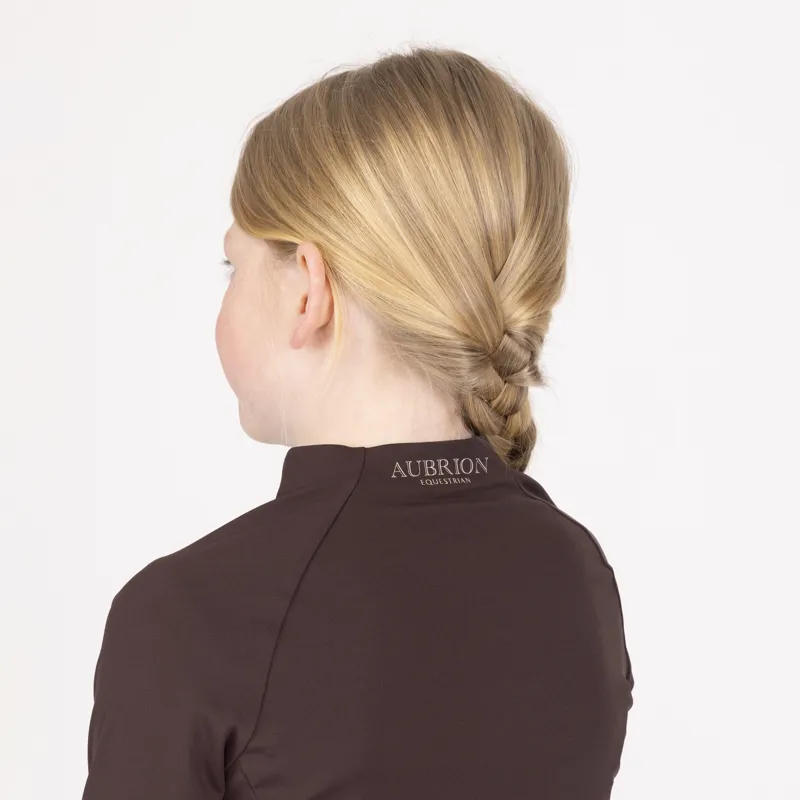 Aubrion Equestrian Young Rider Winter Long Sleeve Base Layer - Espresso-5