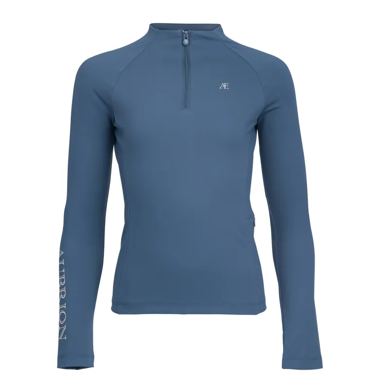 Aubrion Equestrian Young Rider Winter Long Sleeve Base Layer - Estate Blue-1