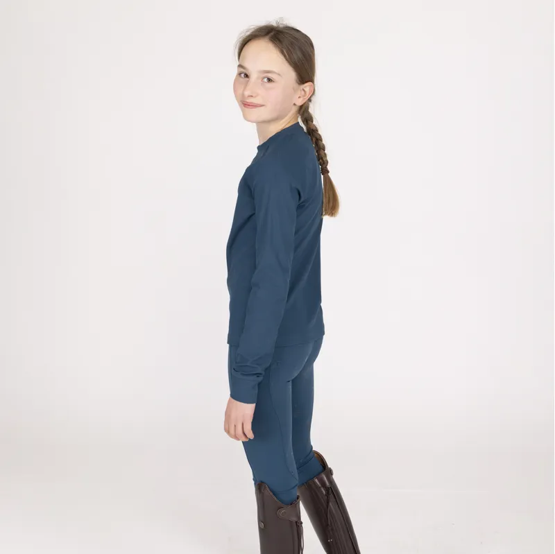 Aubrion Equestrian Young Rider Ribbed Long Sleeve Top - Estate Blue-2