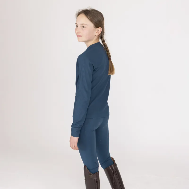 Aubrion Equestrian Young Rider Ribbed Long Sleeve Top - Estate Blue-3