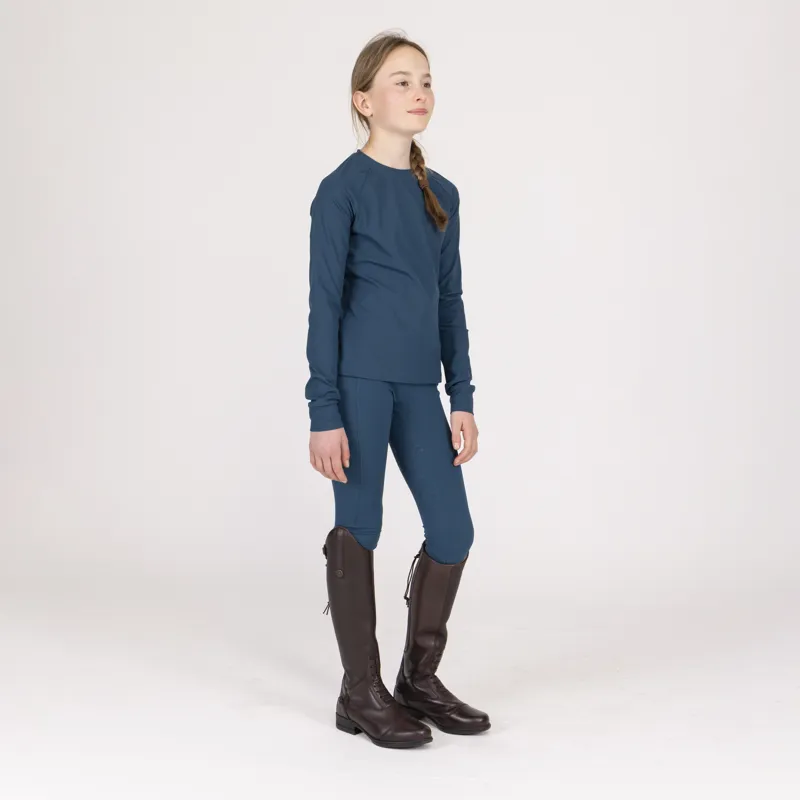 Aubrion Equestrian Young Rider Ribbed Long Sleeve Top - Estate Blue-5