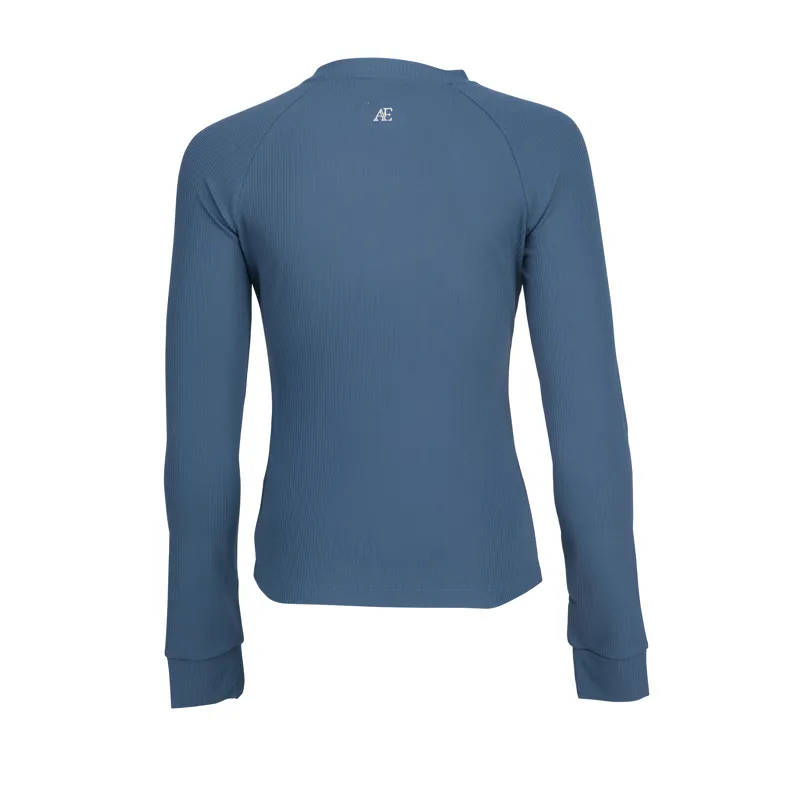 Aubrion Equestrian Young Rider Ribbed Long Sleeve Top - Estate Blue-7