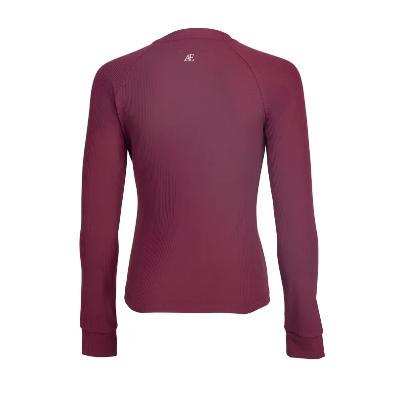 Aubrion Equestrian Young Rider Ribbed Long Sleeve Top - Port-2