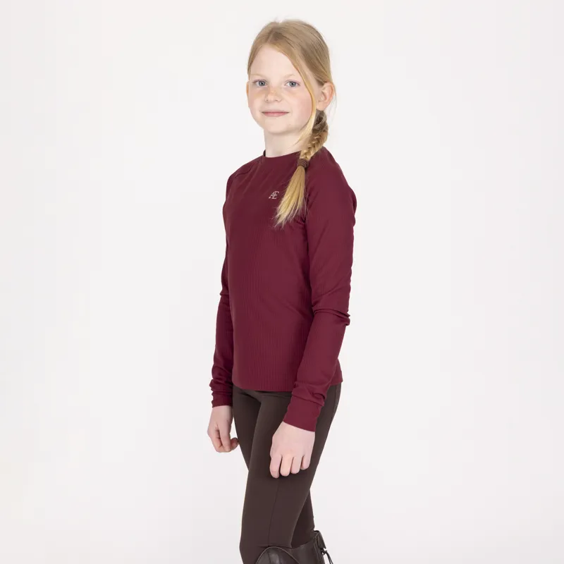 Aubrion Equestrian Young Rider Ribbed Long Sleeve Top - Port-3