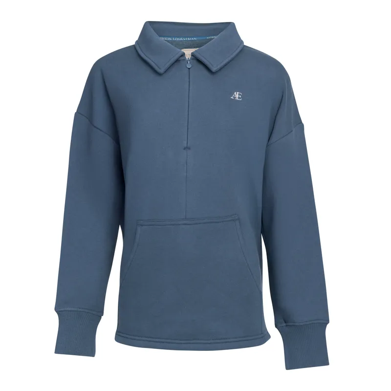 Aubrion Equestrian Young Rider Quarter Zip Sweater - Estate Blue-5