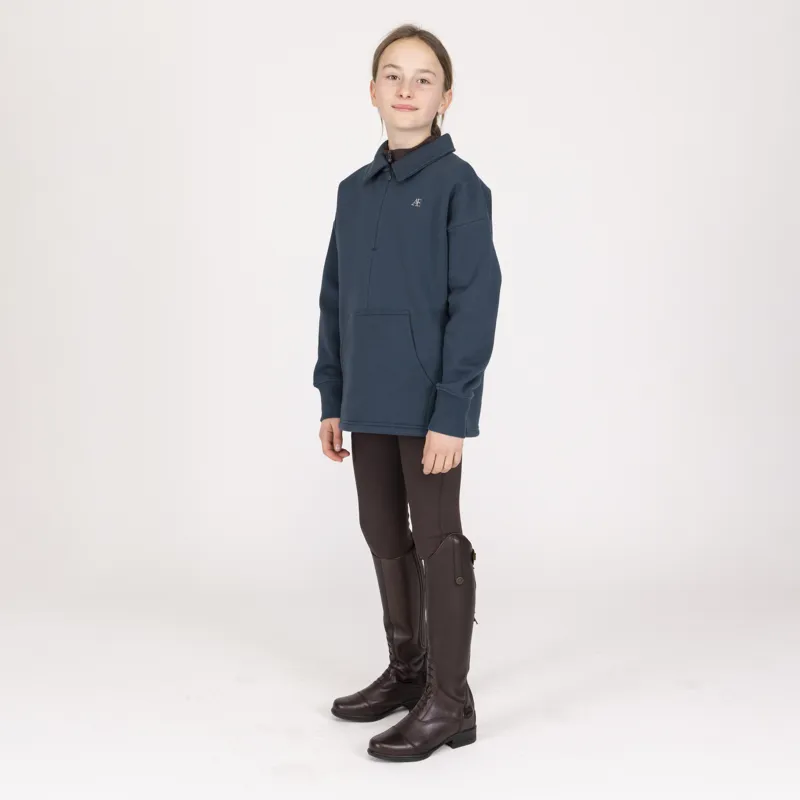 Aubrion Equestrian Young Rider Quarter Zip Sweater - Estate Blue-1