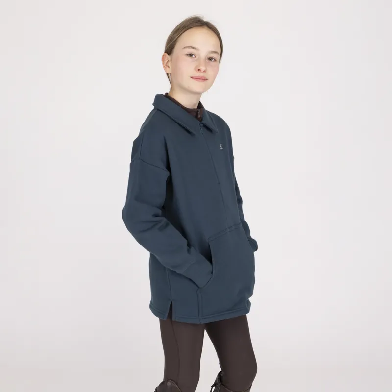 Aubrion Equestrian Young Rider Quarter Zip Sweater - Estate Blue-3