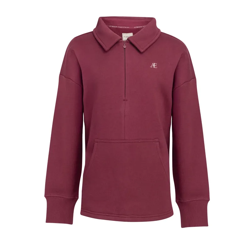 Aubrion Equestrian Young Rider Quarter Zip Sweater - Port-1