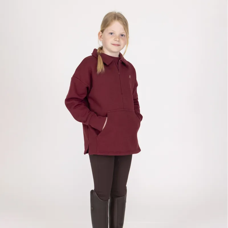 Aubrion Equestrian Young Rider Quarter Zip Sweater - Port-5