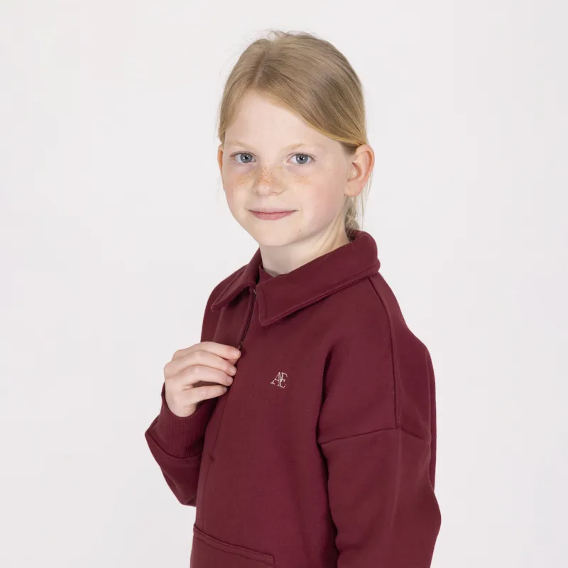 Aubrion Equestrian Young Rider Quarter Zip Sweater - Port-4
