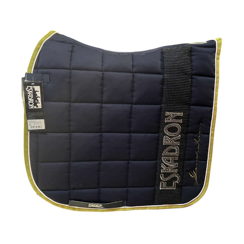 Eskadron Big Square Saddlecloth - Navy/Lime-1