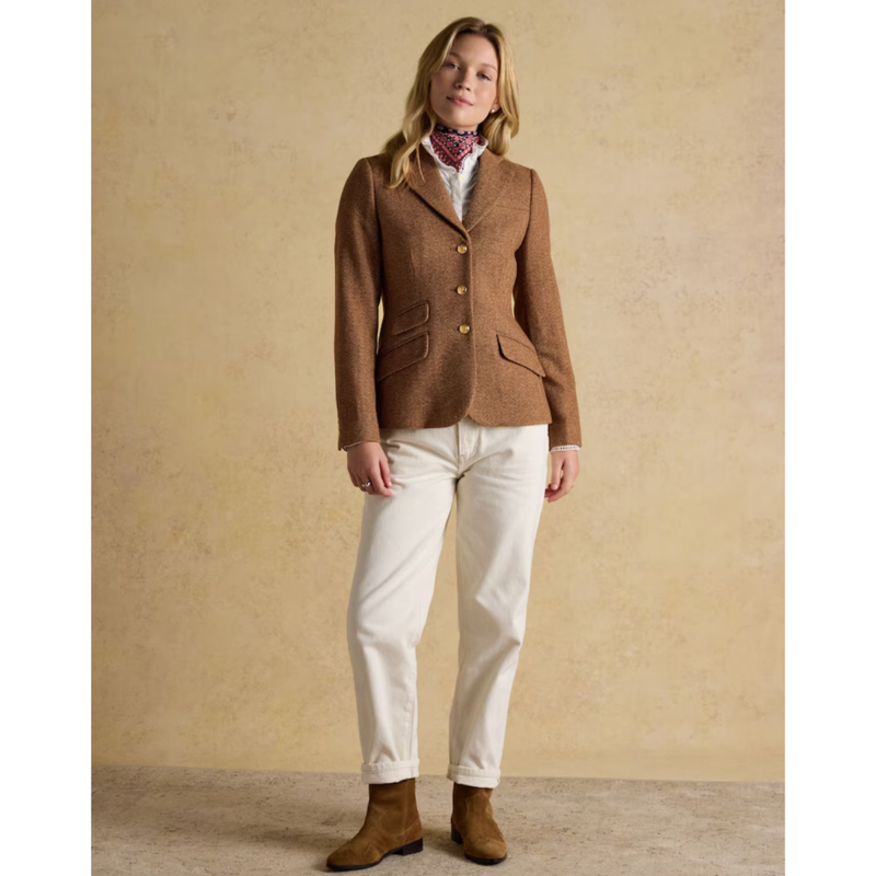 Joules Ladies Canterly Jacket - Brown Herringbone-11