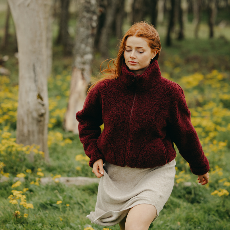 Gym + Coffee Women's Industry Fleece High Collar Jacket - Cherry Crush-3