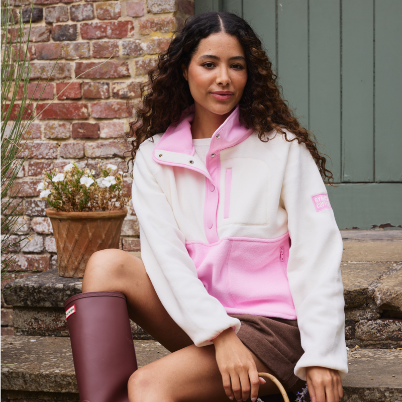 Gym + Coffee Women's Snap Polar Fleece - Pink Blossom-4