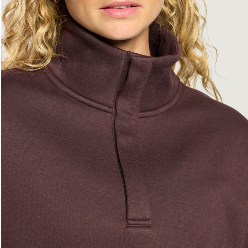 Gym + Coffee Women's Snap Collar Sierra Sweatshirt - Mocha Bean-6
