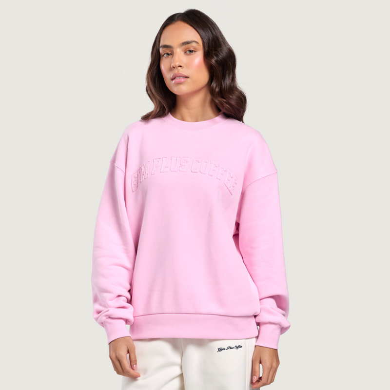 Gym + Coffee Women's Daily Relaxed Fit Crewneck - Pink Blossom