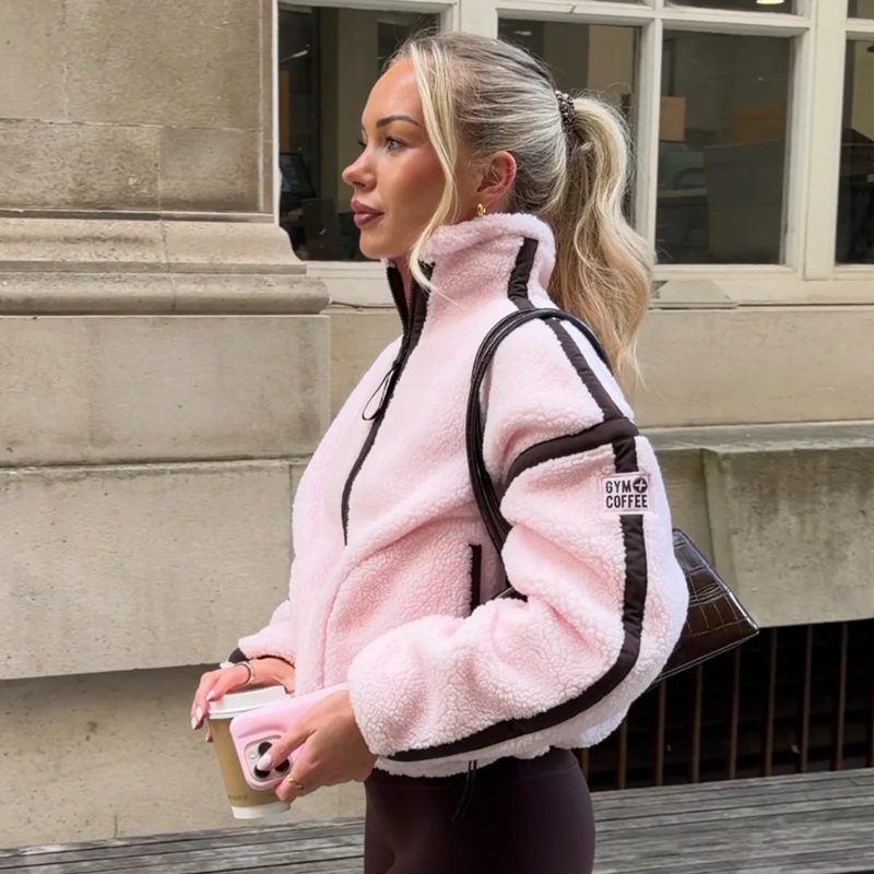 Gym + Coffee Women's Industry Fleece Half Zip - Ballet Pink-1