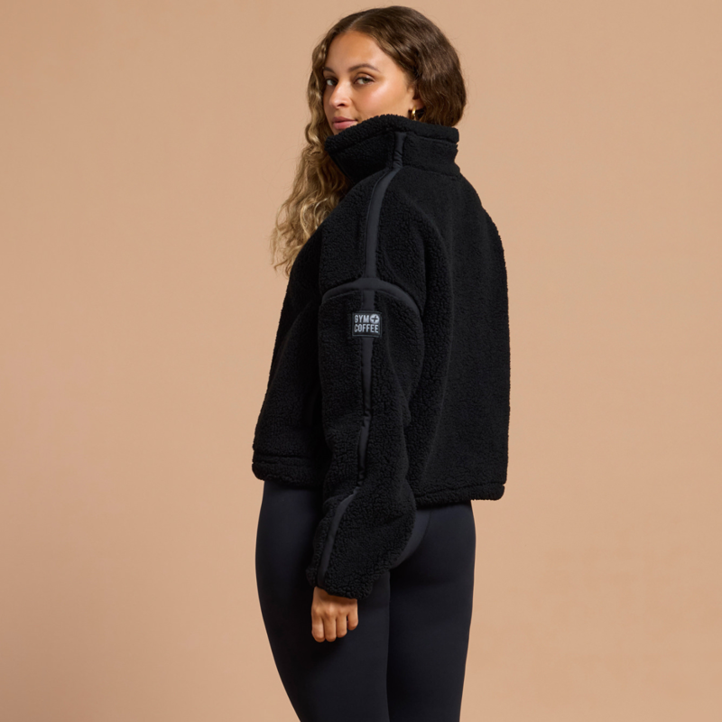 Gym + Coffee Women's Industry Fleece Half Zip - Deep Black-6