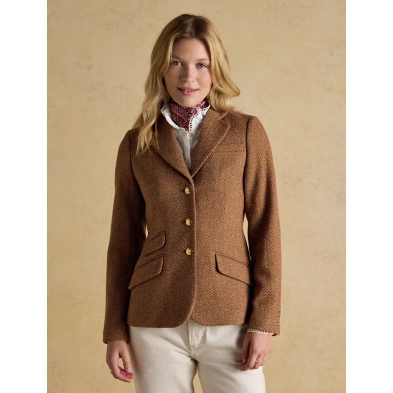 Joules Ladies Canterly Jacket - Brown Herringbone-1