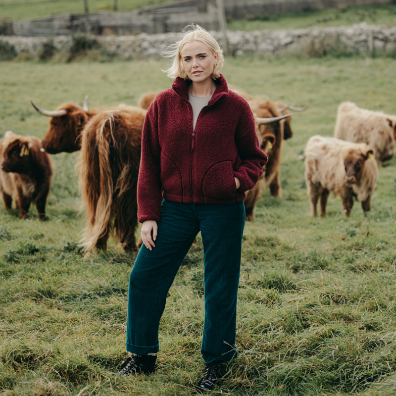 Gym + Coffee Women's Industry Fleece High Collar Jacket - Cherry Crush-5