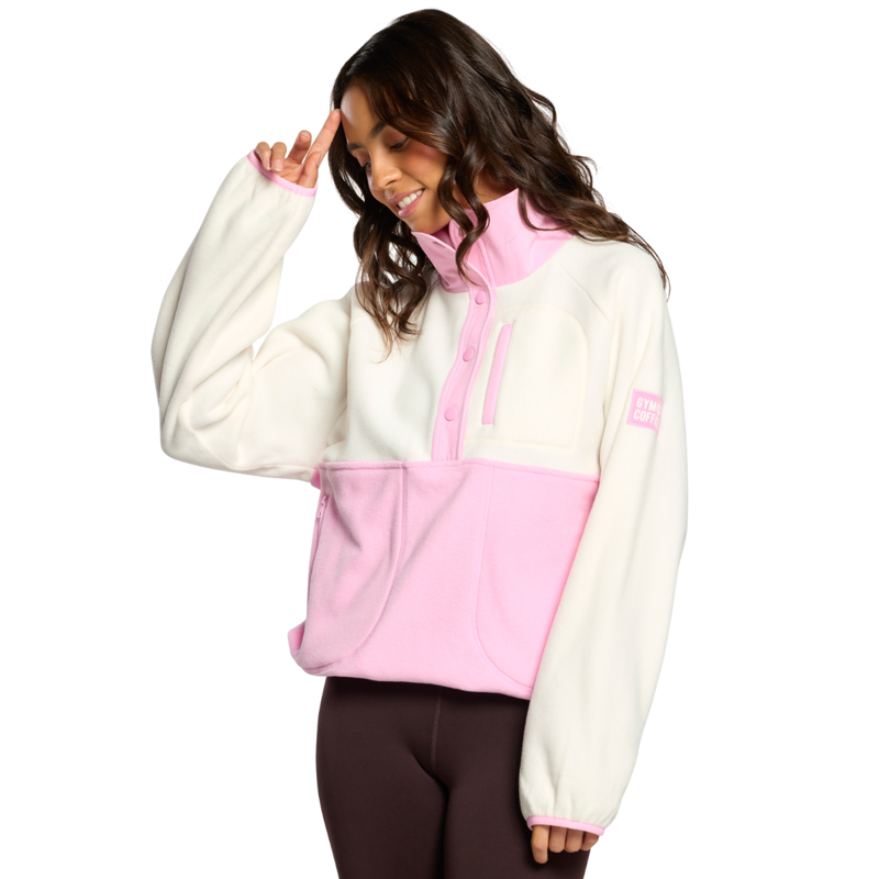 Gym + Coffee Women's Snap Polar Fleece - Pink Blossom-9
