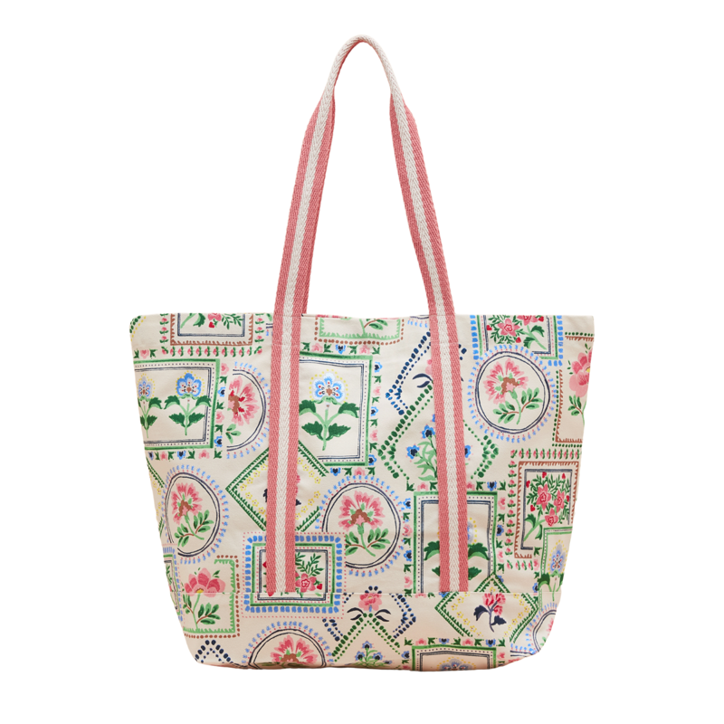 Joules Promenade Beach Bag - Mosaic Floral-2