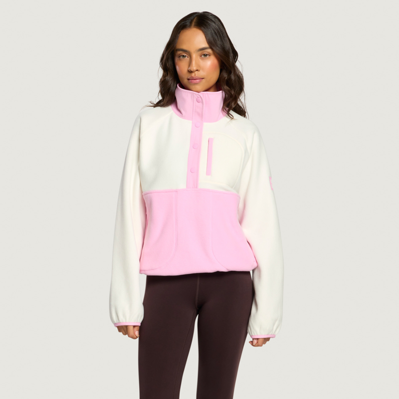 Gym + Coffee Women's Snap Polar Fleece - Pink Blossom-5