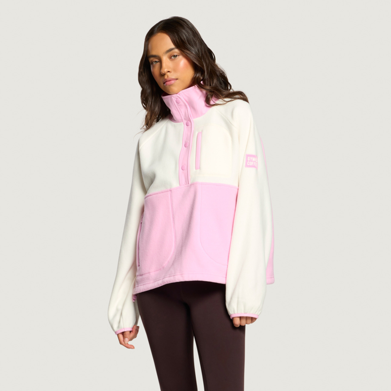 Gym + Coffee Women's Snap Polar Fleece - Pink Blossom-6