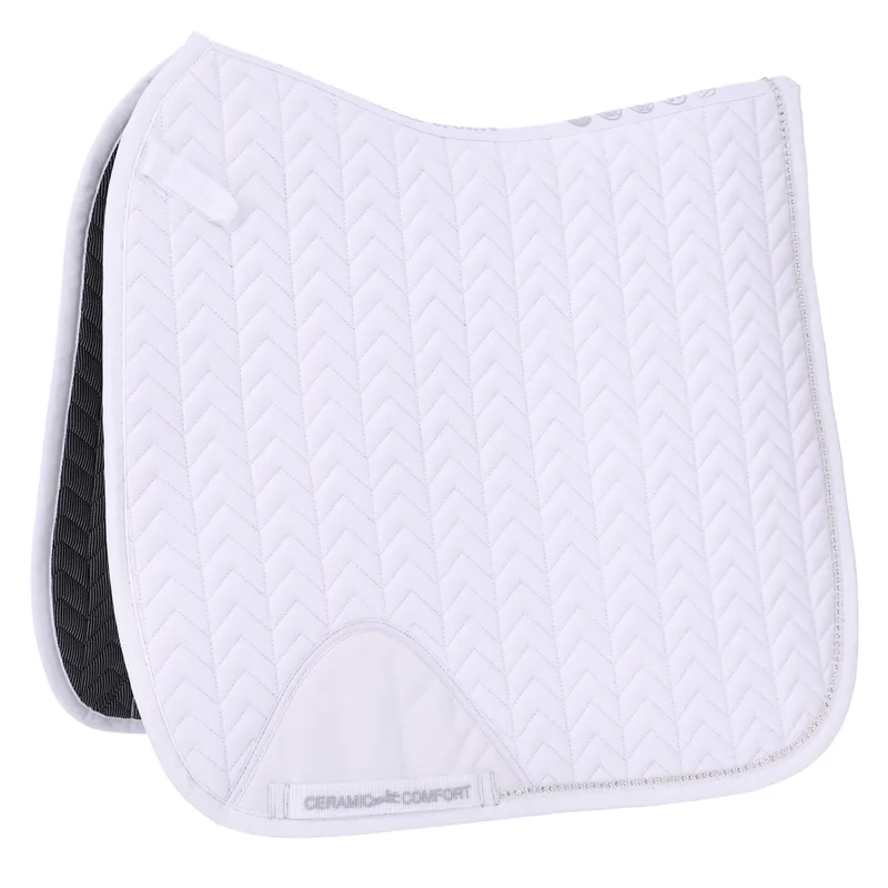 Schockemohle Power Pad Ceramica D Style Dressage Saddlepad - White - Full