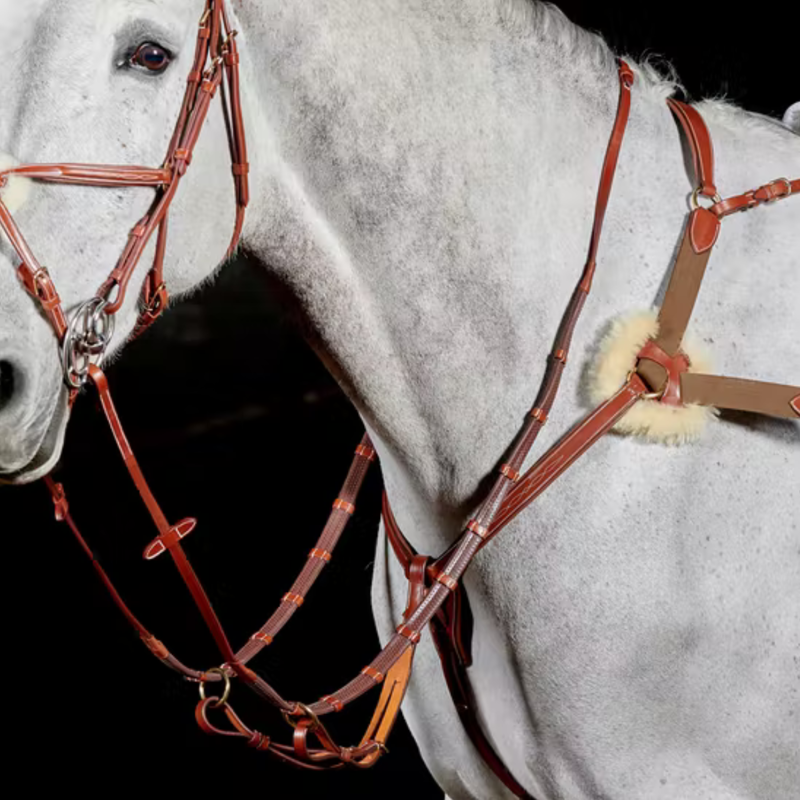 John Whitaker Rubber Reins With Leather Non Slip Taquets - Tan -1