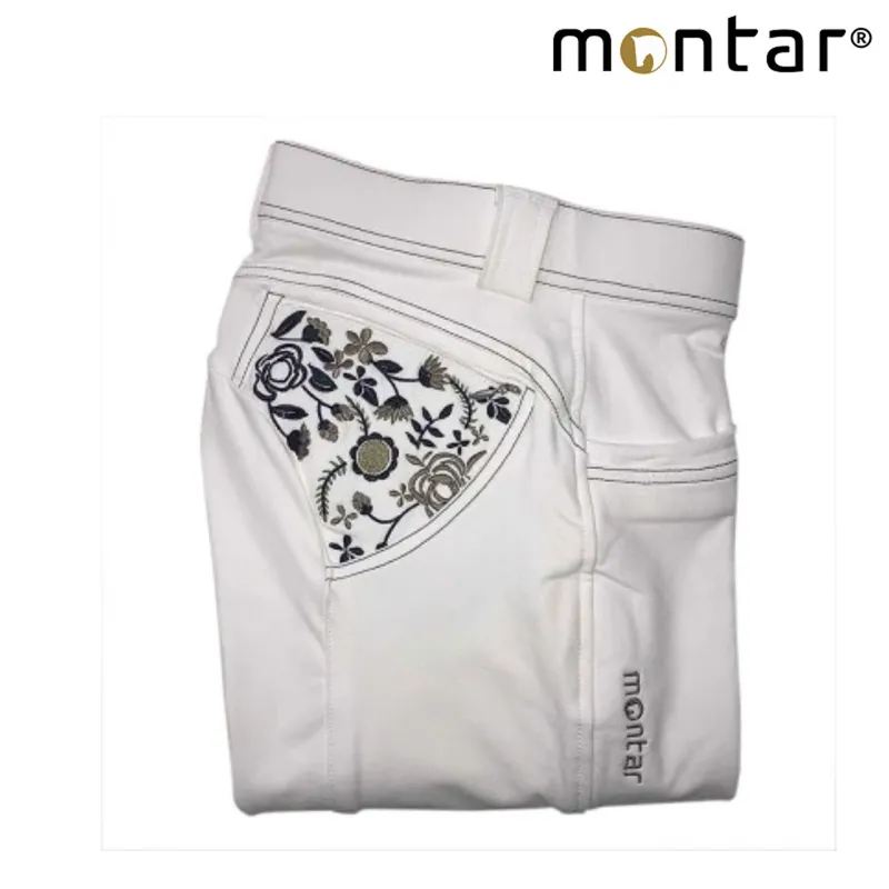 Montar Alina Ladies Silicone Knee Patch Breeches - White