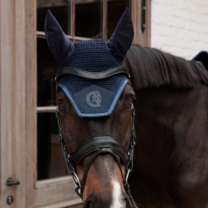 Kentucky Glitter Sparkling Wellington Fly Veil Full - Navy-1