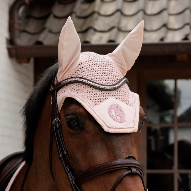 Kentucky Glitter Sparkling Wellington Fly Veil Full - Old Rose-1