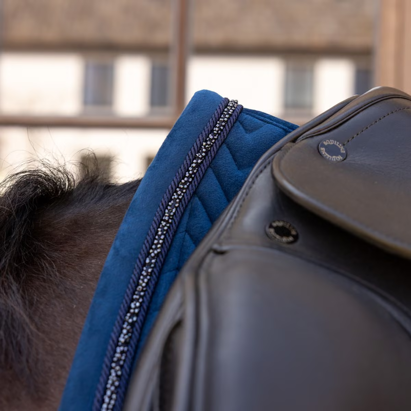 Kentucky Mini Pearls Velvet Dressage Saddlepad Full - Navy-1