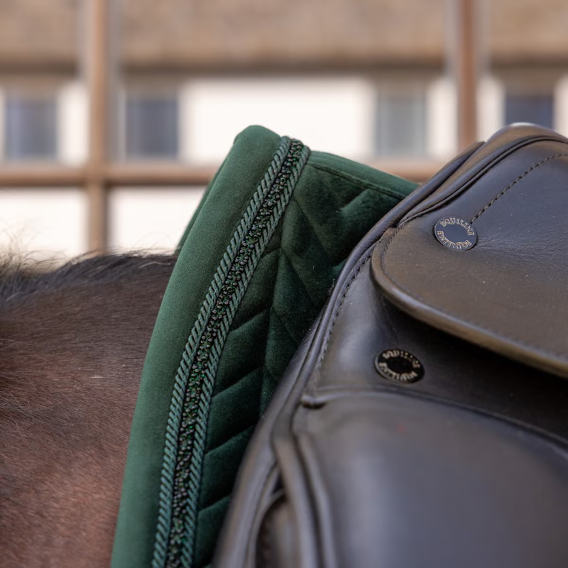 Kentucky Mini Pearls Velvet Dressage Saddlepad Full - Pine Green-1