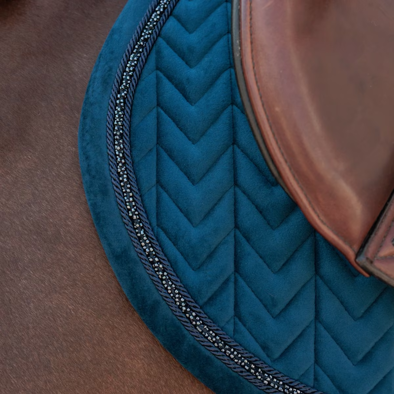 Kentucky Mini Pearls Velvet Show Jumping Saddlepad - Navy-1