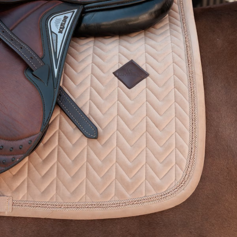 Kentucky Mini Pearls Velvet Show Jumping Saddlepad - Beige-1