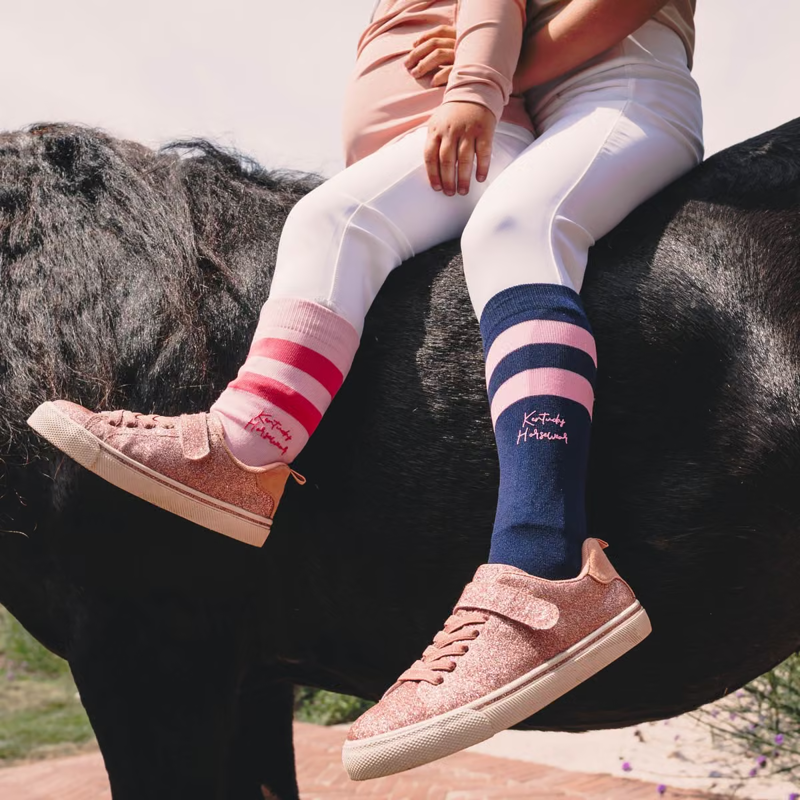 Kentucky Kids Striped Socks 2 Pack - Navy/Light Rose-1