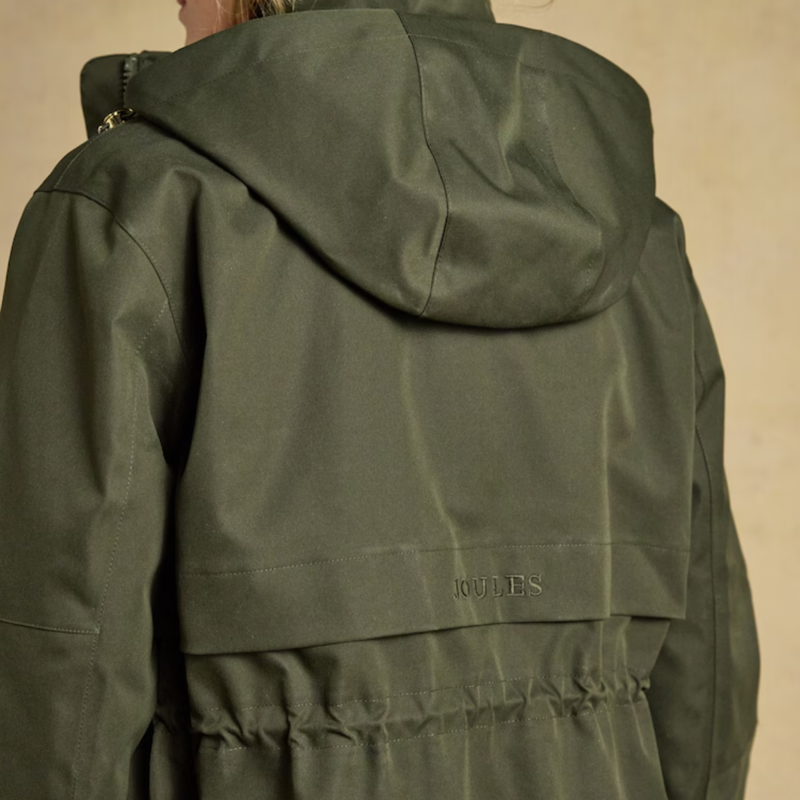 Joules Ladies Stormwell Hooded Waterproof Raincoat - Green-3