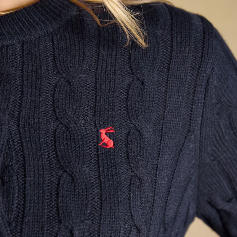 Joules Ladies Cable Cardigan - Navy-3
