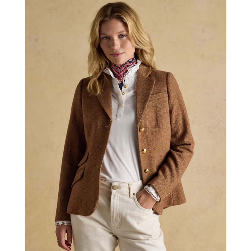 Joules Ladies Canterly Jacket - Brown Herringbone-3