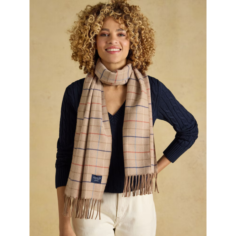 Joules Ladies Langtree Scarf - Neutral Check-1