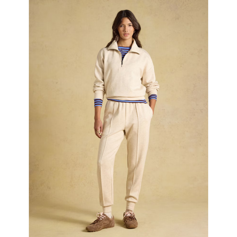 Joules Ladies Luxe Club Half Zip Sweater - Oat-3
