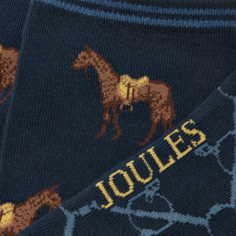 Joules Ladies Everyday 2 Pack Socks - Navy Horse-1