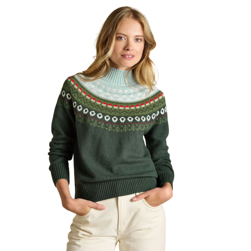 Joules Ladies Landscape Fairisle Jumper - Green