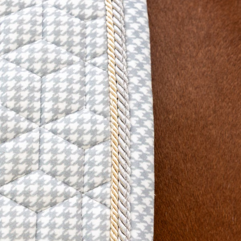Kentucky Velvet Pied-De-Poule Printing Jumping Saddlepad - Grey/White-1