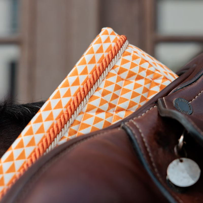 Kentucky Velvet Flags Printing Jumping Saddlepad - Orange-1
